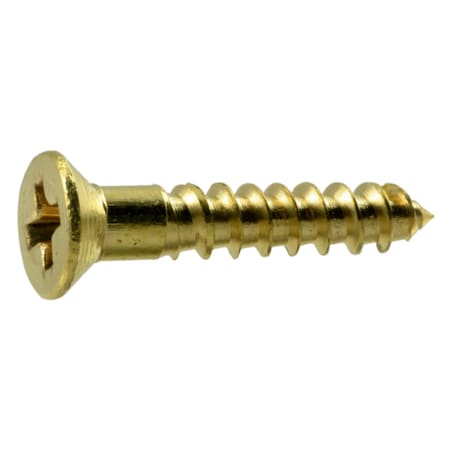 Midwest Fastener Wood Screw, #4, 5/8 in, Plain Brass Flat Head Phillips Drive, 100 PK 02845